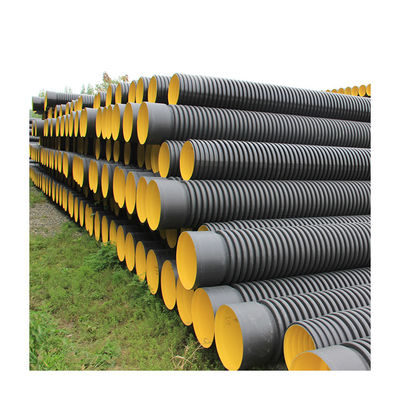 Μαύρος HDPE SN8 6M ζαρωμένος χάλυβας αποξετεύσεων που ενισχύεται